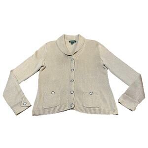 Lauren Ralph Lauren Brown ladies Cardigan Sweater Camel Women Tan Size XL